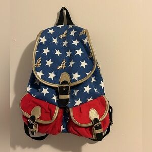 Wonder Woman Canvas Backpack DC Comics Originals Book Bag Red, Blue & Gold